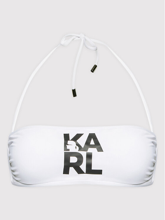 KARL LAGERFELD Haut De Bikini Printed Logo KL22WTP02 Blanc Modivo Fr