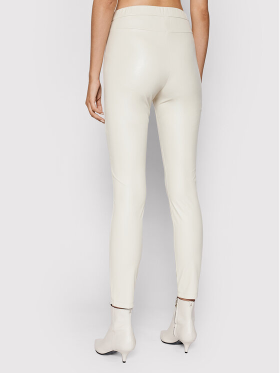 Max Mara Leisure Spodnie z imitacji skóry Ranghi 37860616 Beżowy Slim