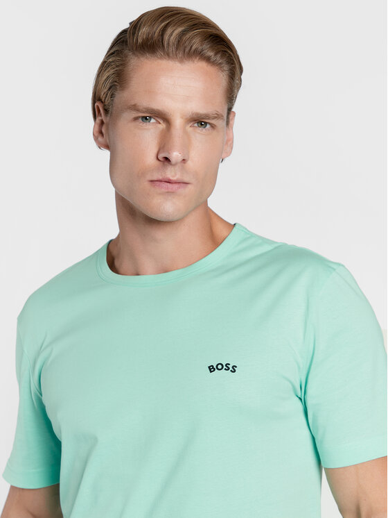 Boss Tricou Curved 50469062 Verde Regular Fit Modivo Ro