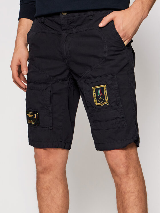 Aeronautica Militare Stoffshorts 211BE041CT1122 Dunkelblau Regular Fit