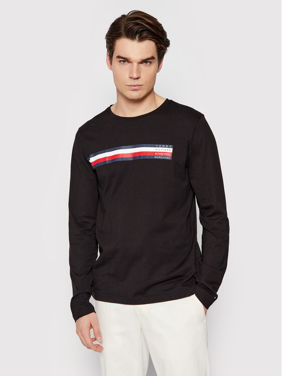 Tommy Hilfiger Manches Longues Sliced Bar Long Sleeve MW0MW20166 Noir