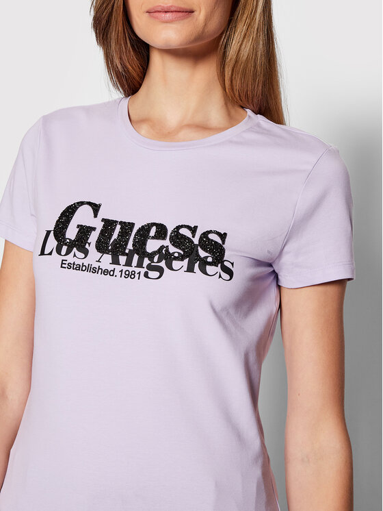 Guess T Shirt W2RI00 J1311 Fioletowy Slim Fit Modivo Pl