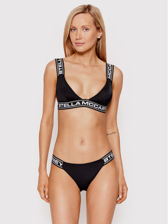 Stella McCartney Bikini Pezzo Sopra Sporty Logo S7BY81570 00112 Nero