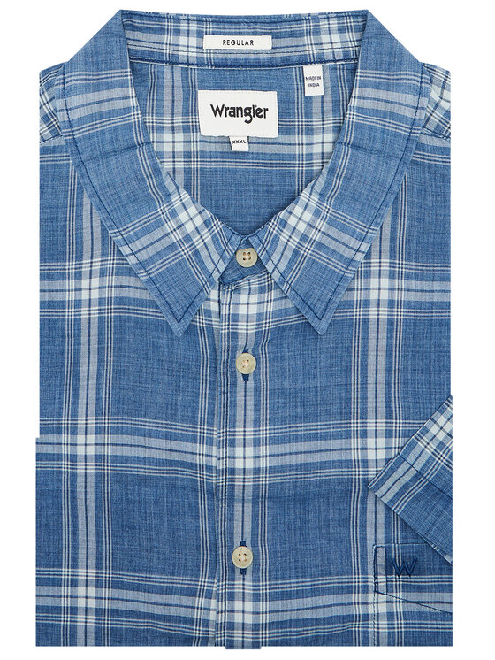 Wrangler Koszula Ss Pkt W J Oex E Granatowy Regular Fit