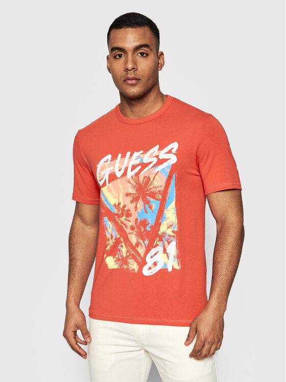 Guess T Shirt Impress M2GI24 J1311 Czerwony Slim Fit Modivo Pl