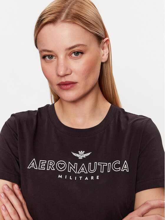 Aeronautica Militare T Shirt 231TS2105DJ510 Czarny Regular Fit Modivo Pl