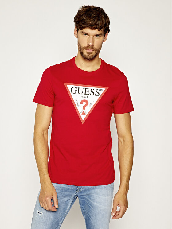 Guess T Shirt Cn Ss Original Logo Tee M0YI71 I3Z11 Czerwony Slim Fit