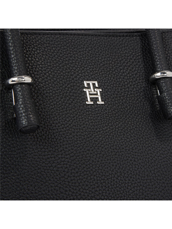 Tommy Hilfiger Handtasche Th Emblem Satchel AW0AW15224 Schwarz Modivo At