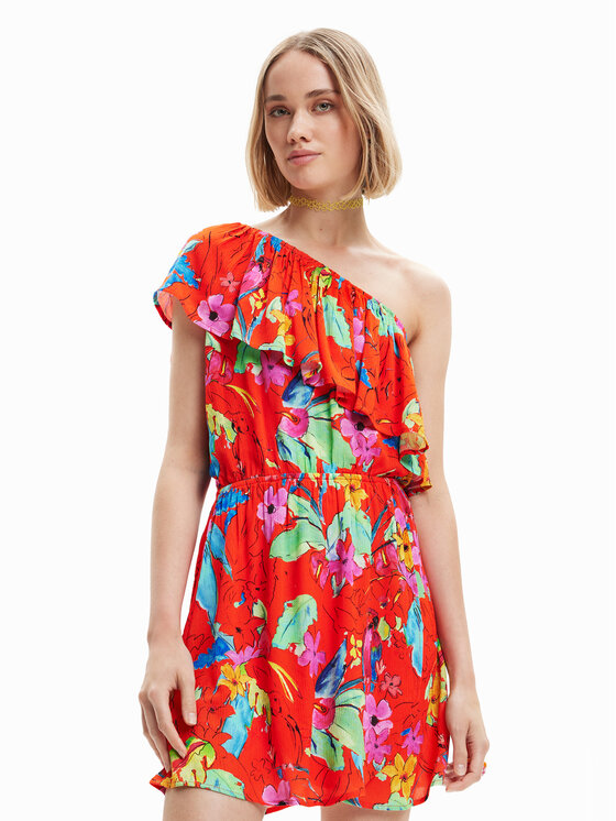 Desigual Letné šaty Tropical 23SWVW83 Červená Regular Fit Modivo sk