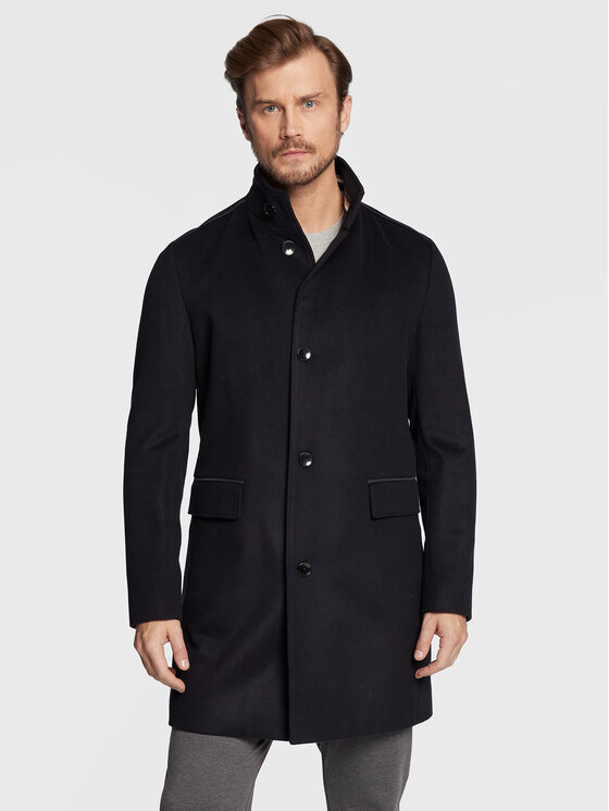 Boss Wollmantel H Jared Standup Dunkelblau Regular Fit