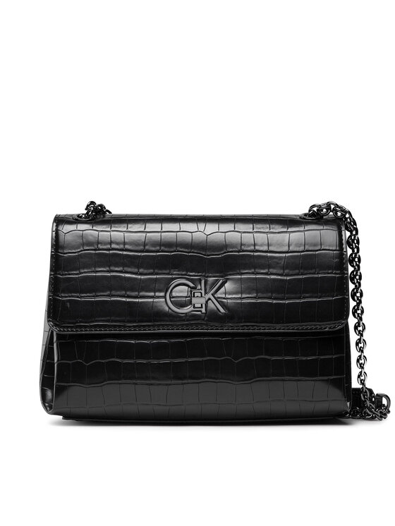 Calvin Klein Torebka Re Lock Ew Conv Xbody Croc Pu K K Czarny