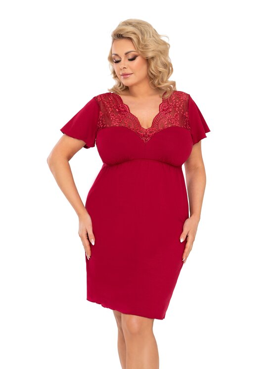 Donna Koszula Nocna Doris Plus Size Bordowy Standard Fit Modivo Pl