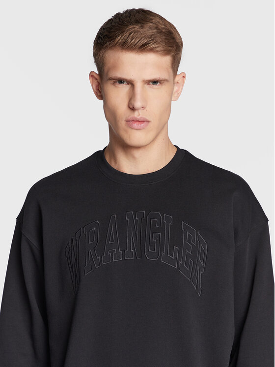 Wrangler Bluza Varsity Crew W Il Czarny Relaxed Fit