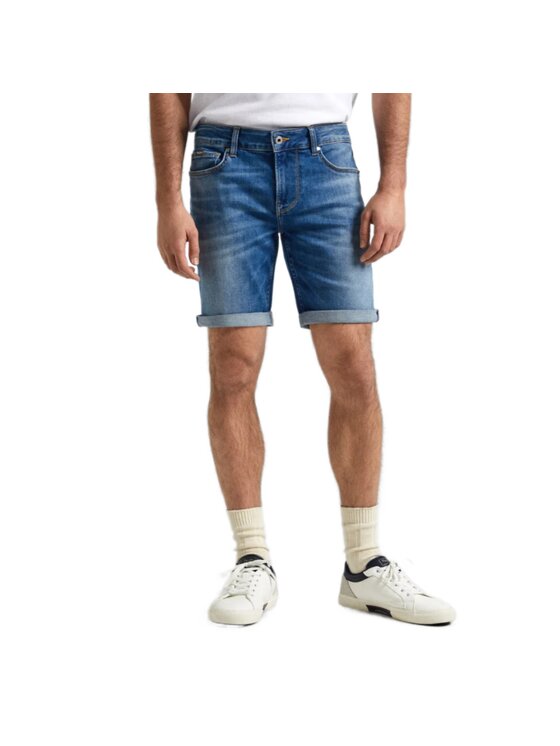 Pepe Jeans Szorty Jeansowe Slim Short PM801080 Niebieski Slim Fit