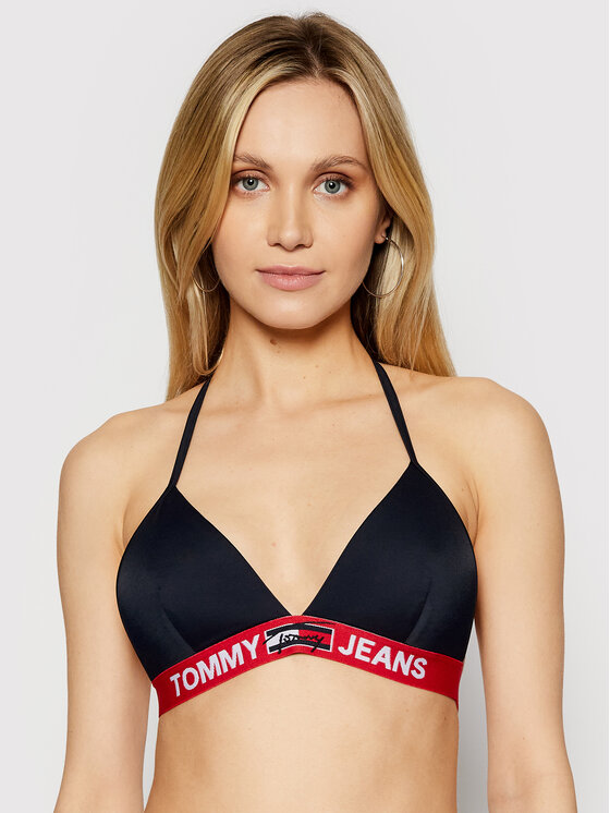 Tommy Jeans Bikini Oberteil Triangle Fixed Uw Uw Dunkelblau