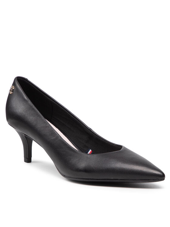 Tommy Hilfiger Halbschuhe Th Mid Heel Leather Pump Fw Fw Schwarz