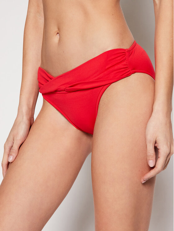 Seafolly Dół od bikini Twist Band S4320 065 Czerwony Modivo pl