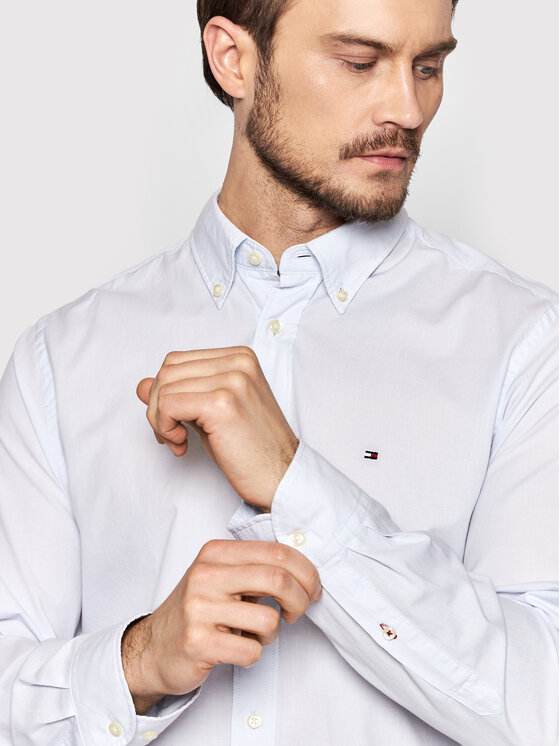 Tommy Hilfiger Koszula Natural Soft Poplin MW0MW23118 Błękitny Regular