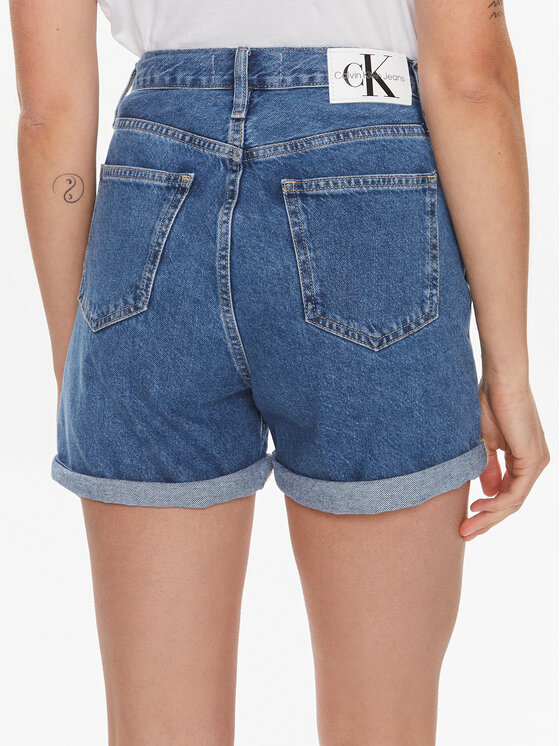 Calvin Klein Jeans Szorty Jeansowe Mom Short J J Niebieski Mom