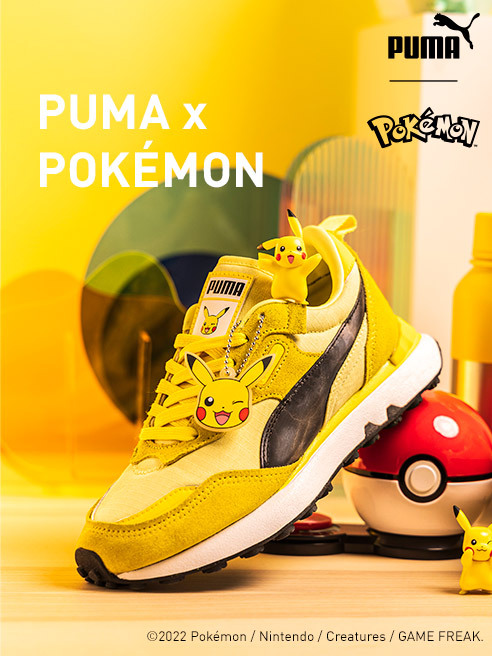 PUMA Pokemon Nézd meg a PUMA X Pokémon legújabb kollekcióját. A kedvenc hőseid által inspirált teljes póló, cipő és kiegészítő termékcsalád.