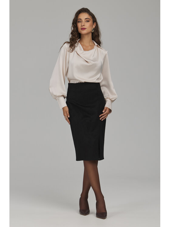 NIFE NIFE Bluzka B237 Kremowy Regular Fit