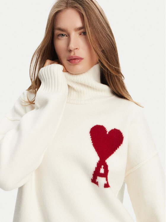 AMI PARIS AMI PARIS Rollkragenpullover BFUKS406.018 Écru Relaxed Fit