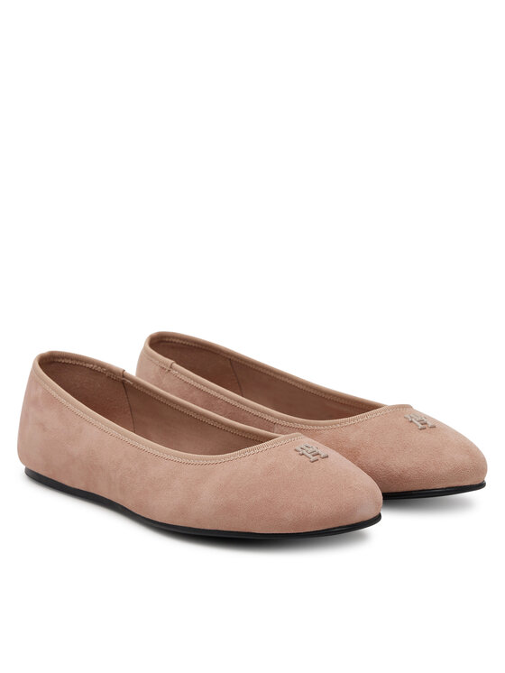 Tommy Hilfiger Tommy Hilfiger Baleriny Th Hardware Suede Ballerina FW0FW08655 Beżowy