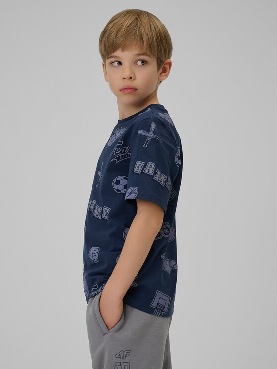 4F 4F T-Shirt CAMPUS VIBES Granatowy Regular Fit
