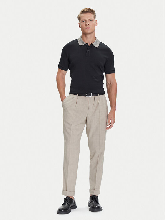 BOSS BOSS Riidest püksid C-Perin-DPL 50545822 Beež Tapered Fit