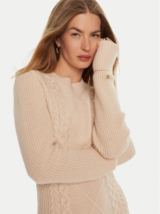 Guess Guess Trikotažinė suknelė Serena W4BK17 Z3HW0 Smėlio Regular Fit