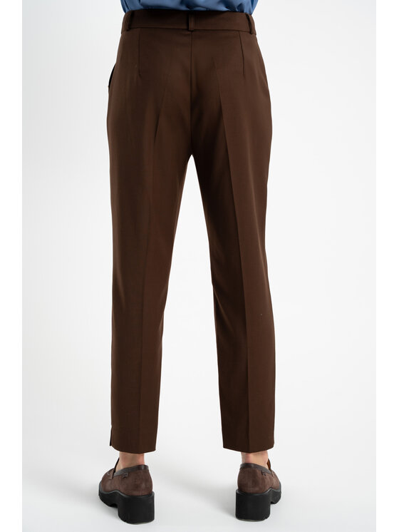 CLICK CLICK Spodnie materiałowe 30-442 Brązowy Slim Fit