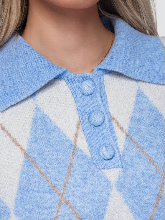 Ombre Ombre Sweter OW-SW-E0030 Niebieski Relaxed Fit