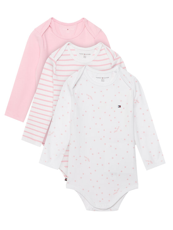 Tommy Hilfiger Tommy Hilfiger Súprava detských body 3 Pack Seasonal Body Ls Giftbox KN0KN02254 Svetloružová