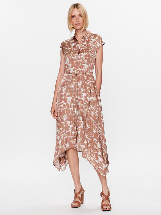 Peserico Rochie tip cămașă S02169A Bej Regular Fit