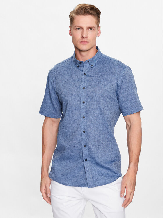 Lindbergh Lindbergh Риза 30-203345A Син Slim Fit