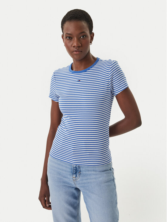 Tommy Jeans Tommy Jeans Póló Essential DW0DW17383 Kék Slim Fit