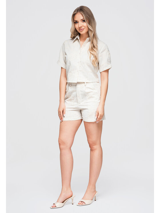 Ombre Ombre Koszula OW-SH-E0060 Kremowy Loose Fit