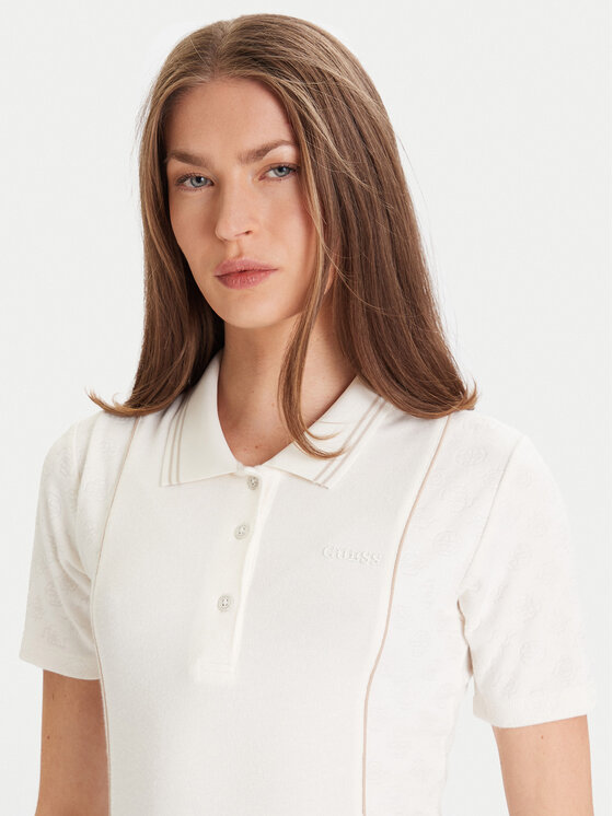 Guess Guess Trikotažinė suknelė V5YK00 KCX12 Écru Regular Fit