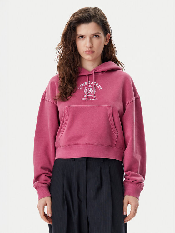 Tommy Jeans Mikina Varsity DW0DW20311 Ružová Boxy Fit