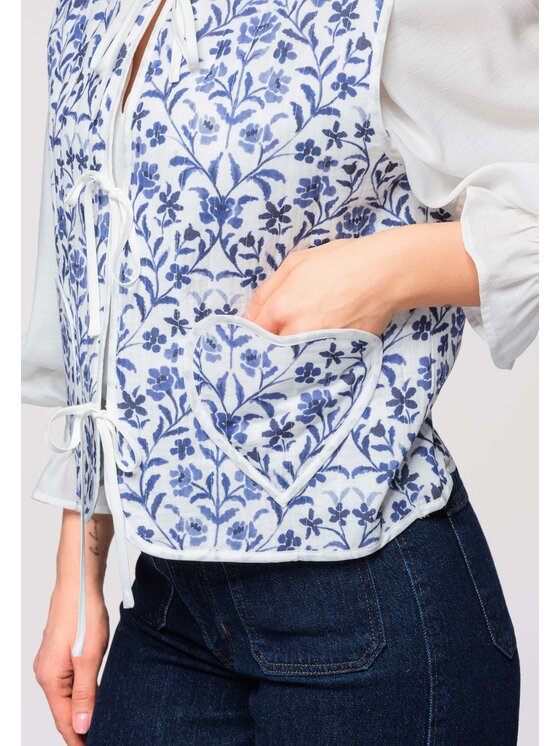 Ombre Ombre Kamizelka OW-VE-E0003 Niebieski Regular Fit