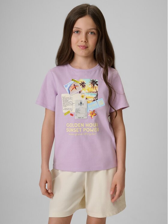 4F 4F T-Shirt 4FJRAW26TTSHF4326-052S Różowy Regular Fit
