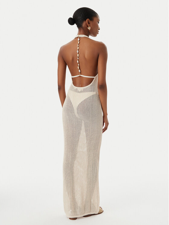 Guess Guess Plážové šaty E6GK0 0Z5371 Světle béžová Slim Fit