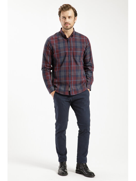 Cross Jeans Cross Jeans Chinosy E 120-046 Granatowy Tapered Leg