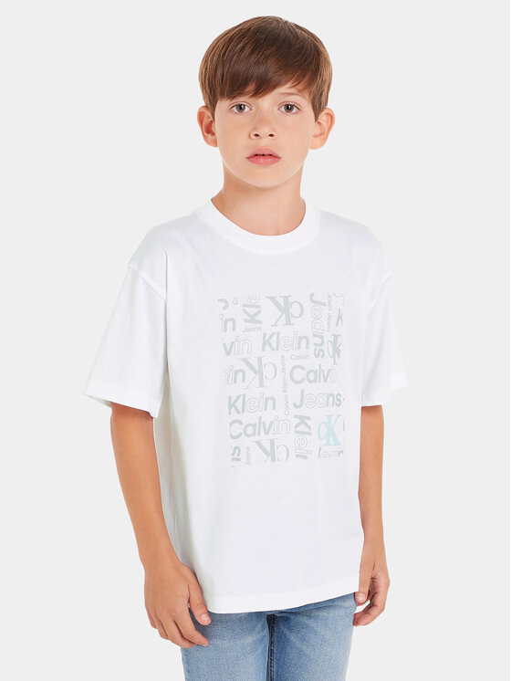 Calvin Klein Jeans Calvin Klein Jeans Tricou Inst Ck Aop IB0IB02106 Alb Boxy Fit