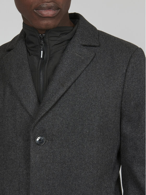 Matinique Matinique Vlněný kabát 30206267 Šedá Regular Fit