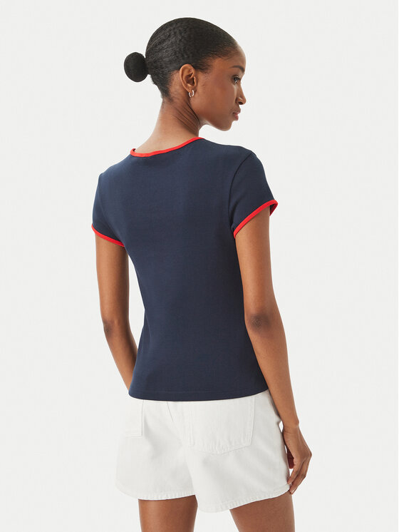 Tommy Hilfiger Tommy Hilfiger T-shirt Logo Graphic Ringer WW0WW49245 Tamnoplava Slim Fit