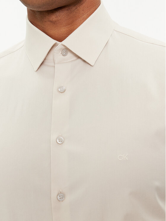Calvin Klein Calvin Klein Koszula K10K108229 Beżowy Slim Fit
