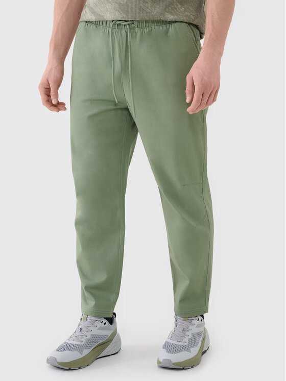 4F 4F Bavlnené nohavice 4FWSS25TTROM0999-44S Zelená Regular Fit