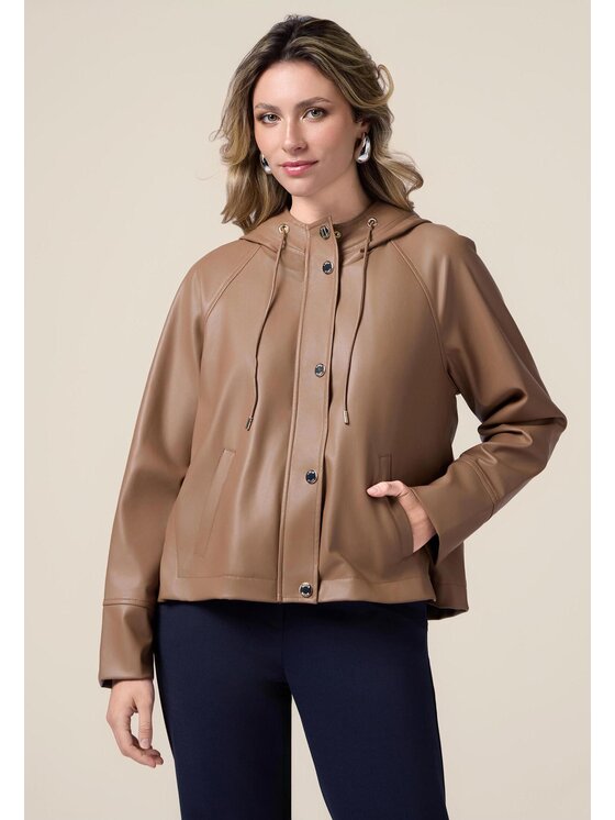 Oltre Oltre Giacca in similpelle R322J100266N022 Marrone Regular Fit