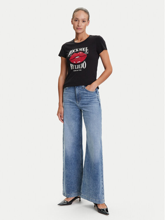 Liu Jo Liu Jo T-krekls UF5265 JS923 Melns Regular Fit
